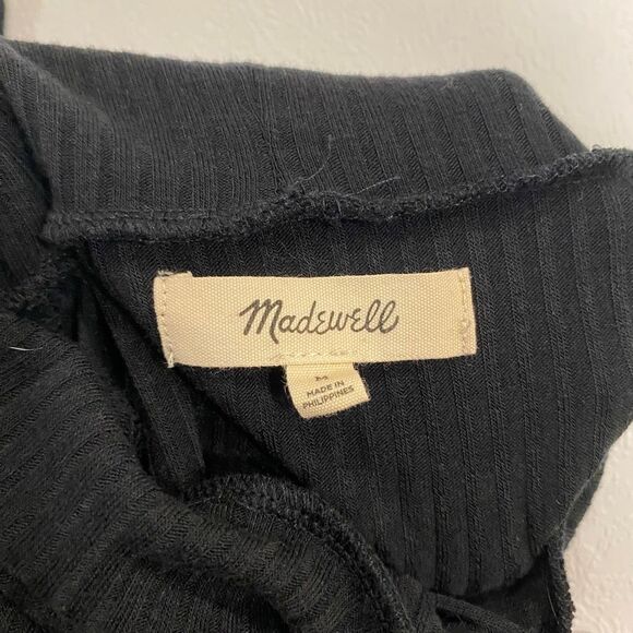 Madewell Black Ribbed Mock Neck Long Sleeve Crop Top Women’s Size XS - Picture 3 of 4